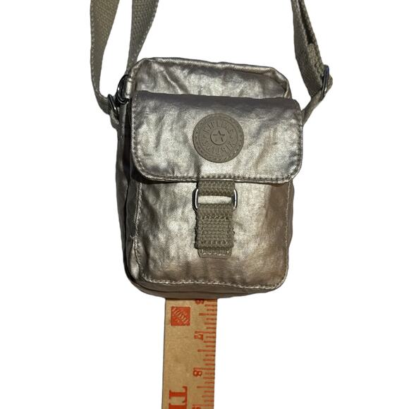 Kipling Mini Crossbody Wallet Golden Beige Purse Adj Strap Zip Pockets - Picture 8 of 11